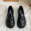 35-43 Large Size Women'S Shoes 41 Mary Jane Single Shoes Women'S Flat British Black Small Leather Shoes Ins Loafers 42