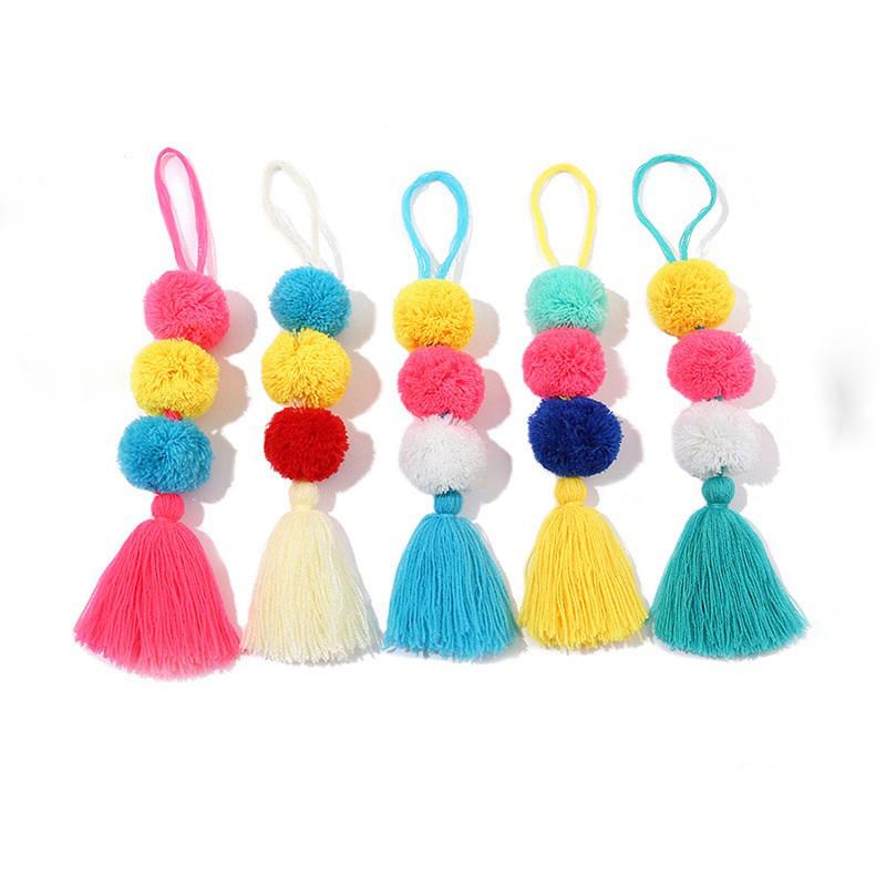 Аксессуар, женские украшения для ключей, подвеска на сумку, прекрасный брелок с кисточками и помпоном, богемный красочный поясной кошелек, ремешок для ключей