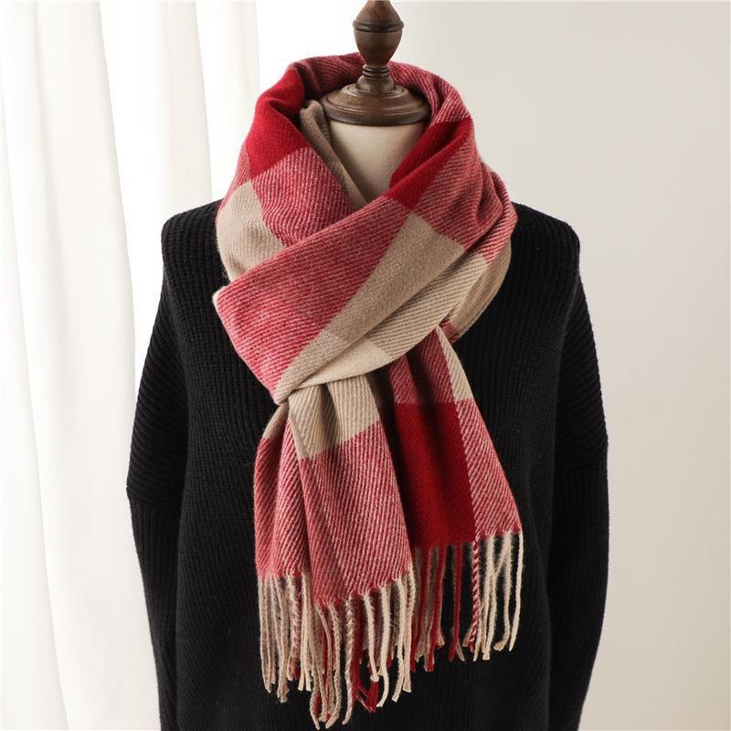New Autumn Winter Korean Scarf For Women Thick Warm Wrap Plaid Tassels Head Scarves Female Windproof Shawl Men Neckerchief Hijab