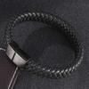 Leather Bracelet Men Fashion Braided Handmade Bracelets Stainless Steel Clasp Man Birthday Gift