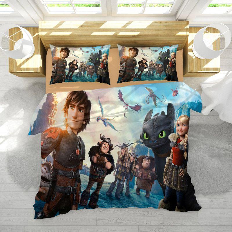 Cozy How To Train Your Dragon Design Bedding Set Crafted With Premium Polyester