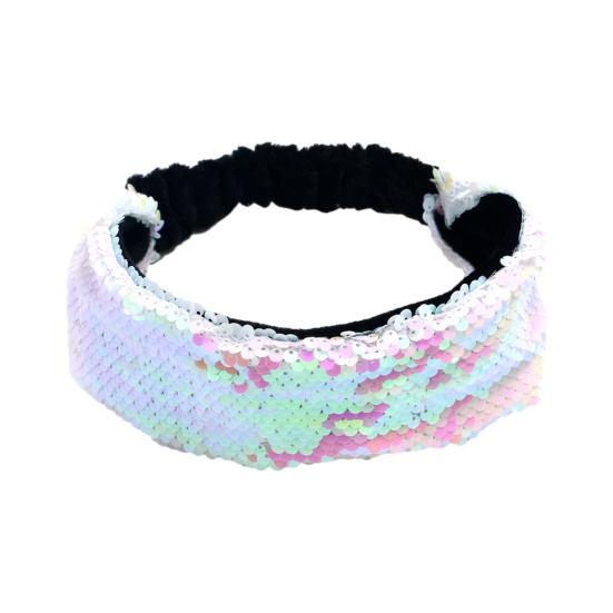 Женская повязка на голову Двусторонняя повязка с блестящими пайетками Эластичная фиксация волос Декоративное украшение Аксессуары для волос