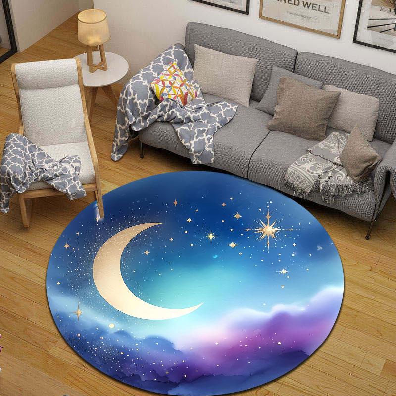 Artistic Round Halloween Multicolor Rug Mat, Non-Slip Floor Mat for Office