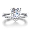 Women Simple Silver Color Love Heart-shaped Zircon Ring for Wedding Engagement Ring Elegant Jewelry