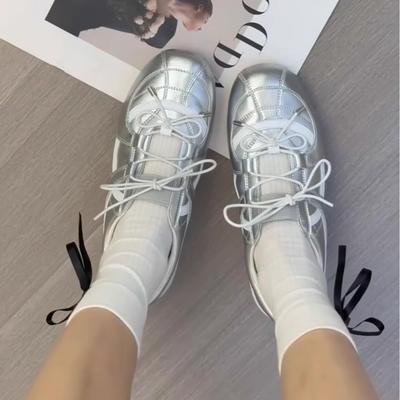 Внутреннее увеличение высоты 5 см серебристые балетки моральные тренировочные туфли женские 2025 новые корейские универсальные повседневные Мэри Джейн туфли