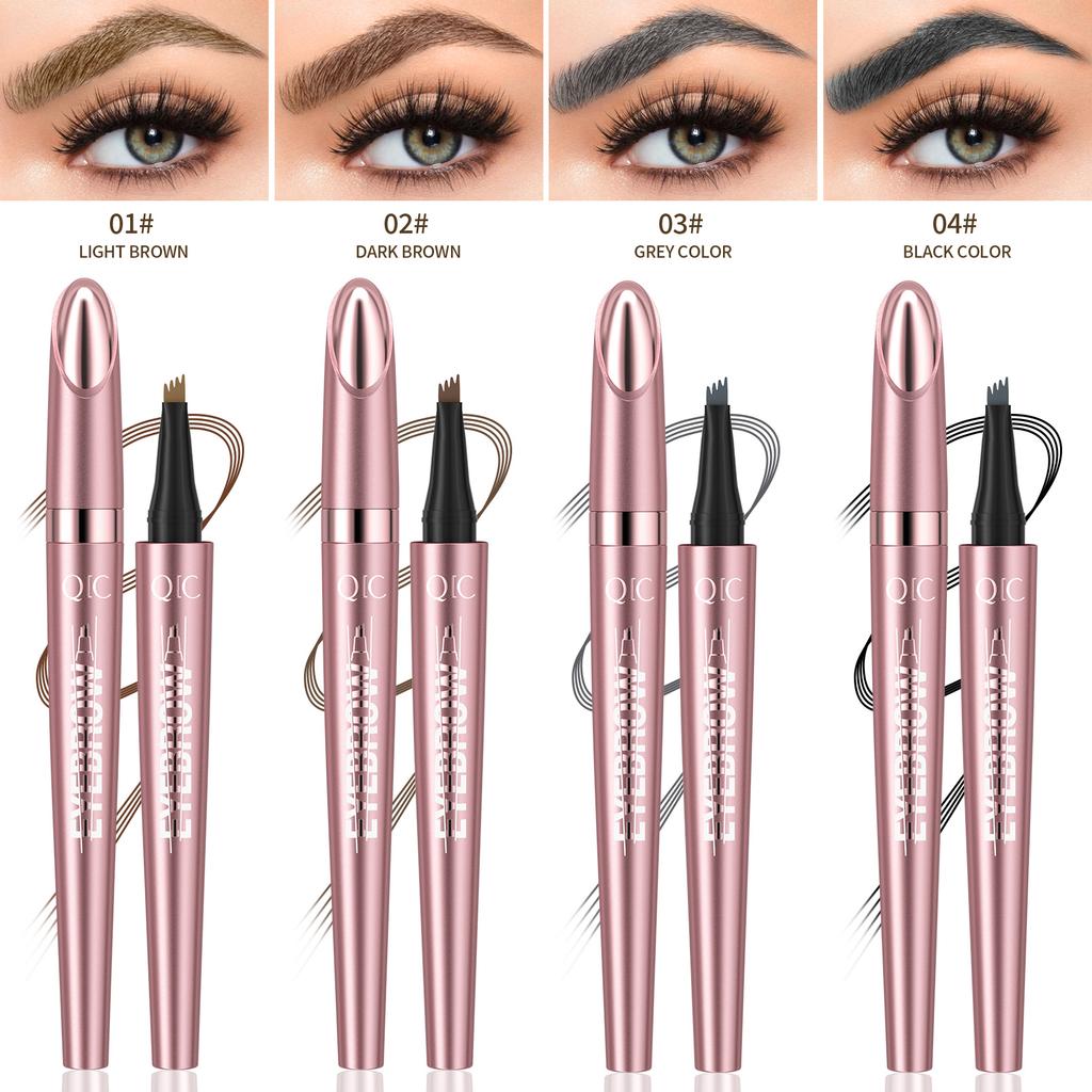 4 Fork Tip Eyebrow Pencil 3D Microblading Waterproof Dark Brown Natural Color Fine Stroke Eyebrow Pencil Ladies Makeup