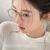 Same Style Metal Spectacle Frame Women's Temperament Wild Frame with Myopia Glasses Option Men's Fashionable Artistic Anti-Blue Light Glasses
