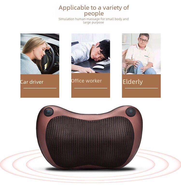 Electric Eight-Head Kneading Neck and Shoulder Massager Pillow for Home and Car