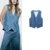 Spring Trendy European and American Style Loose Casual Versitile Fashion V-neck Sleeveless Denim Vest Vest 8519917