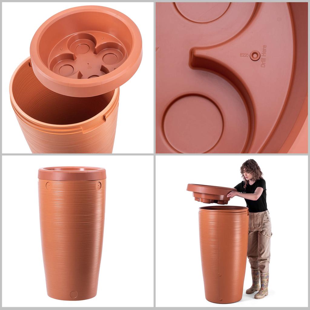 KADAX Zbiornik Na Deszczówkę 240L Z Zestawem Przyłączeniowym Terakota Gładki