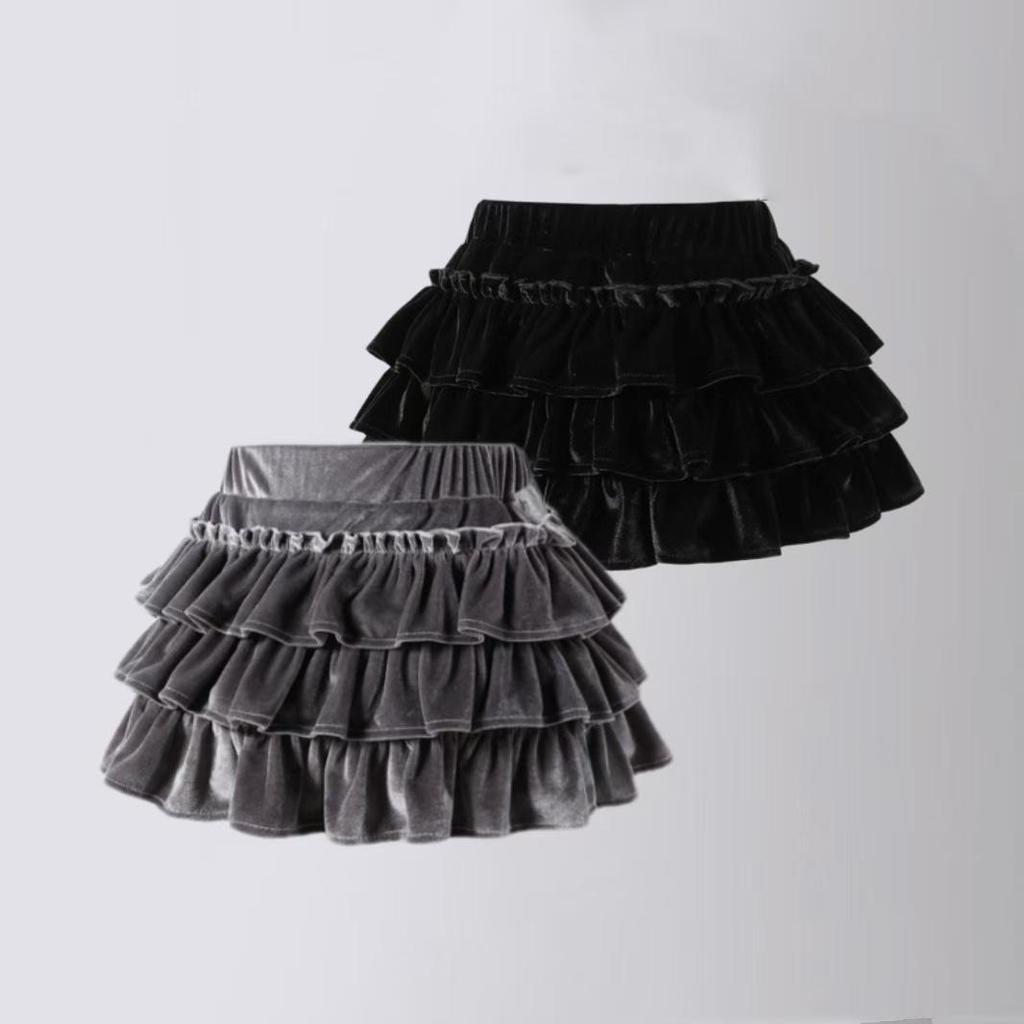 Юбка для девочек осень/зима 2024 из шерсти в складку - корейский стиль