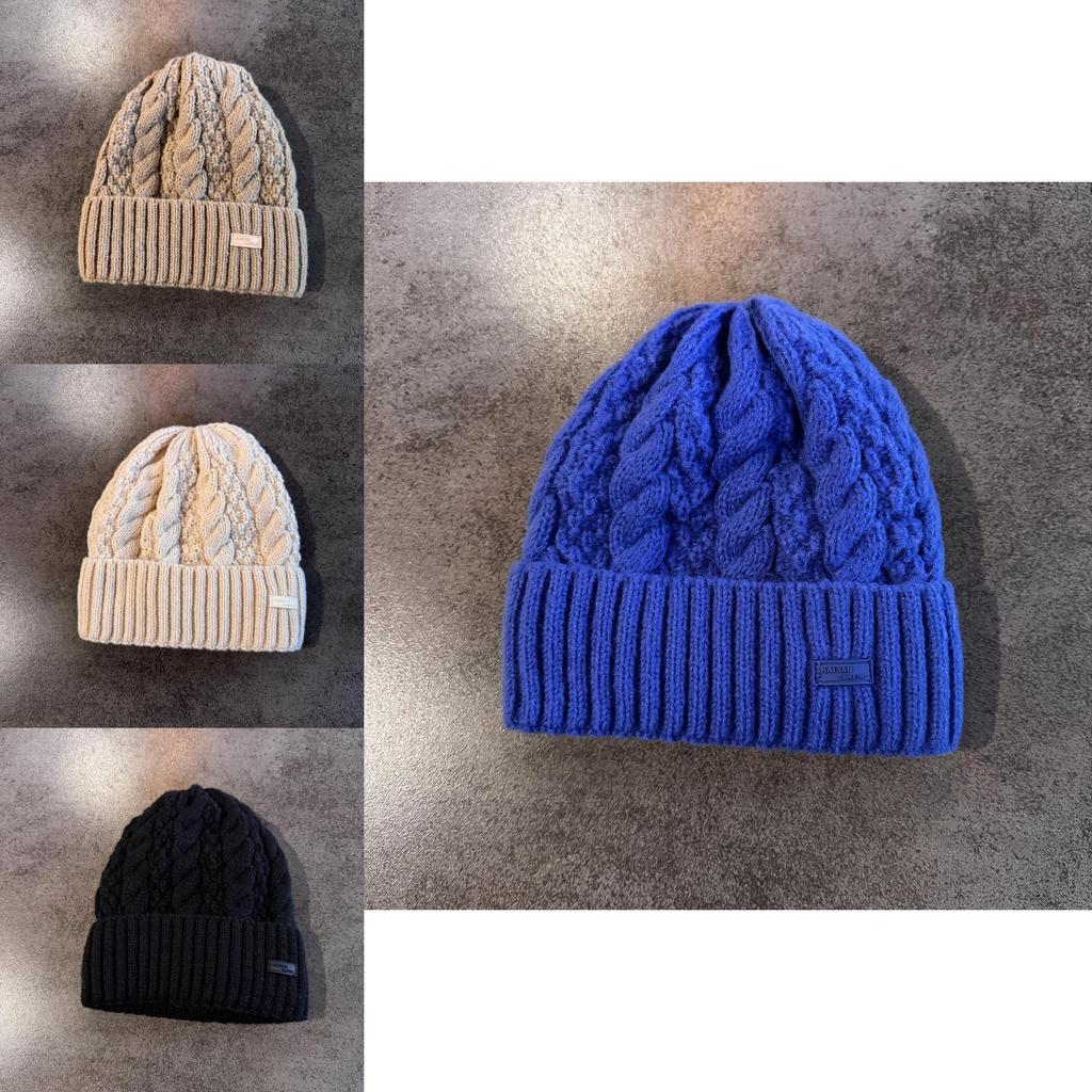 Knit Hat For Men With Letters Warm Solid Color For Casual Wear