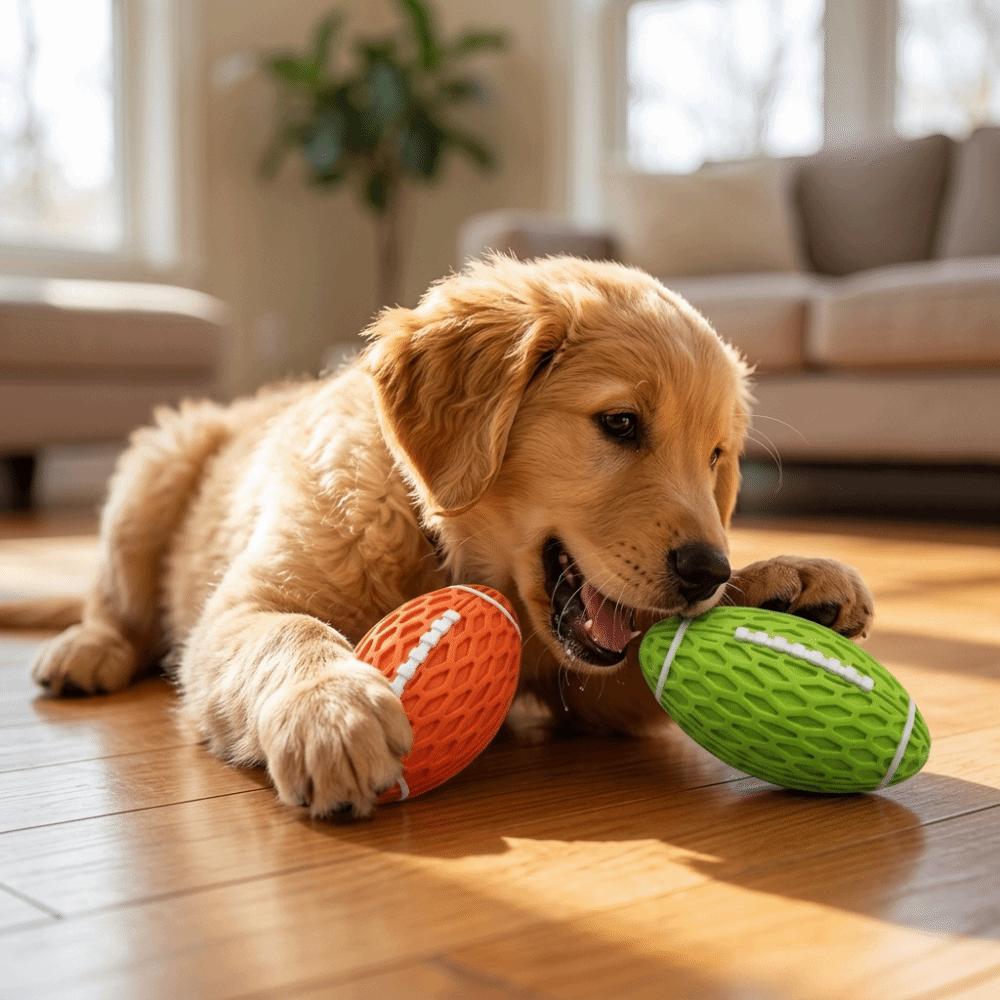 Rubber Squeaky Rugby Ball Oval Rugby Shape Pet Training Toy Dog Chew Toy Dog Training Game