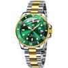 OLEVS Mechanical Watch Automatic Manual Winding Arm Clock Waterproof Luminous Date Stainless Steel Present Watch for Man Green Men's