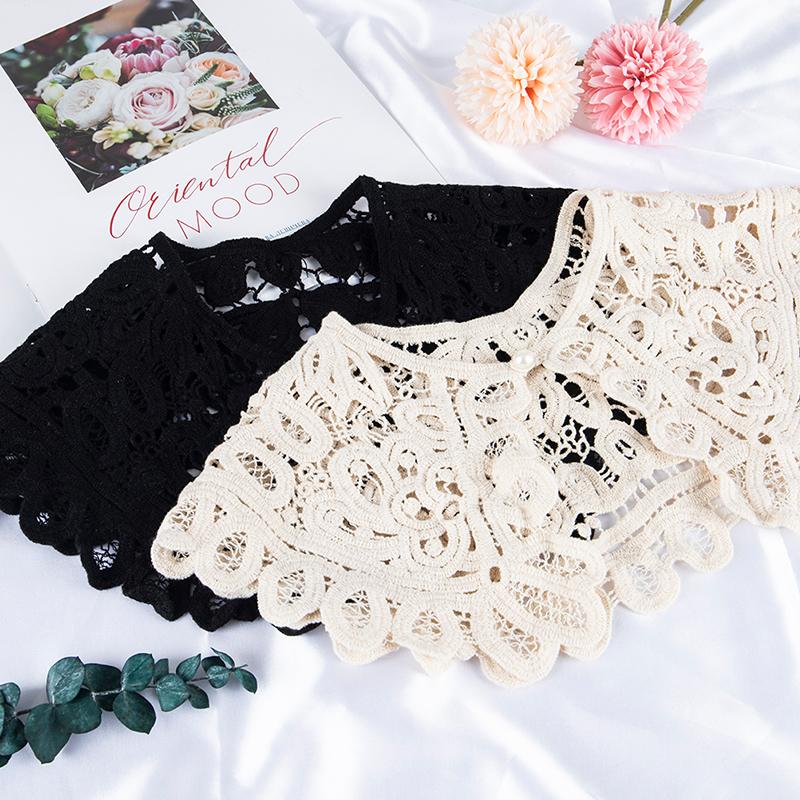Hollow Crochet Lace Detachable Collar Shawl O-Neck Doll False Collar Shirt Women Hollow Crochet Lace Detachable Collar