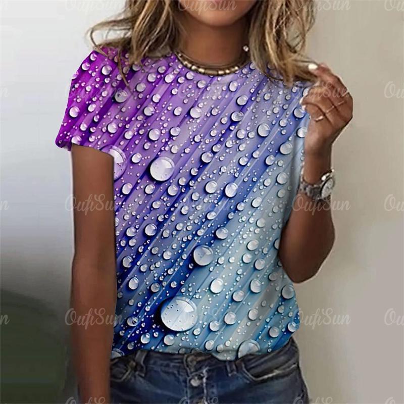 Футболка с 3D-принтом в виде цветного сердца, красивая женская одежда, женская мода, повседневная футболка для девочек, свободные топы с коротким рукавом, футболки