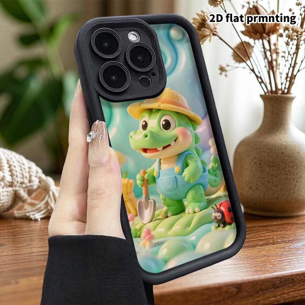 Phone Case: 2D flat design, suitable for iPhone 18, 17, 16, 15, 14, 13 Pro protective cases, little farming crocodile, perfect Christmas and Halloween