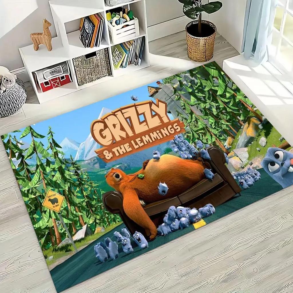 Забавный ковер-ковер из мультфильма «Гризли и лемминги» для спальни, гостиной, дивана, придверный коврик, декор, большой детский игровой нескользящий коврик для пола