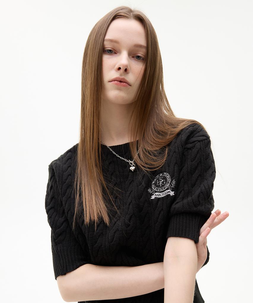 LARTIGENT Lk Cable Half Sleeve Knit(Black)