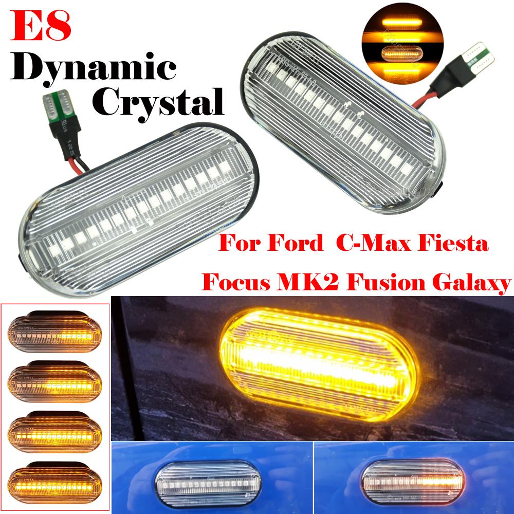 2PCS Scroll Blinker Lamp Dynamic Flashing LED Turn Signal Side Marker Light For Ford C-Max Fiesta MK6 Focus MK2 Fusion GalaxyTurn Signal 2