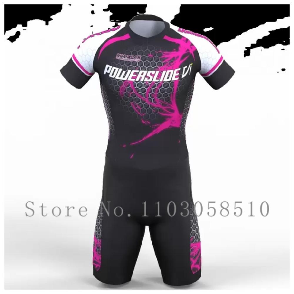 Powerslide Inline Костюм-комбинезон Команда Areo Speedsuit Летняя Мужская Одежда для Велосипеда Костюмы для Катания Ciclismo Pro Гоночная Одежда С коротким Рукавом