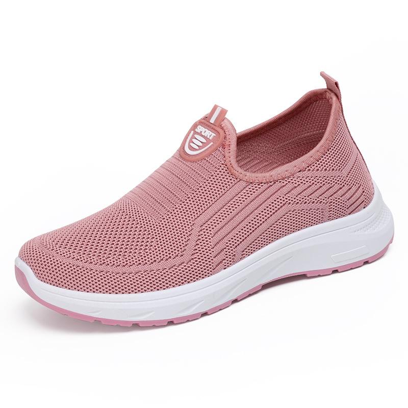 Women's Breathable Flyknit Sneakers Comfortable Slip-On Walking Shoes Lightweight Casual Athletic Mesh Shoes