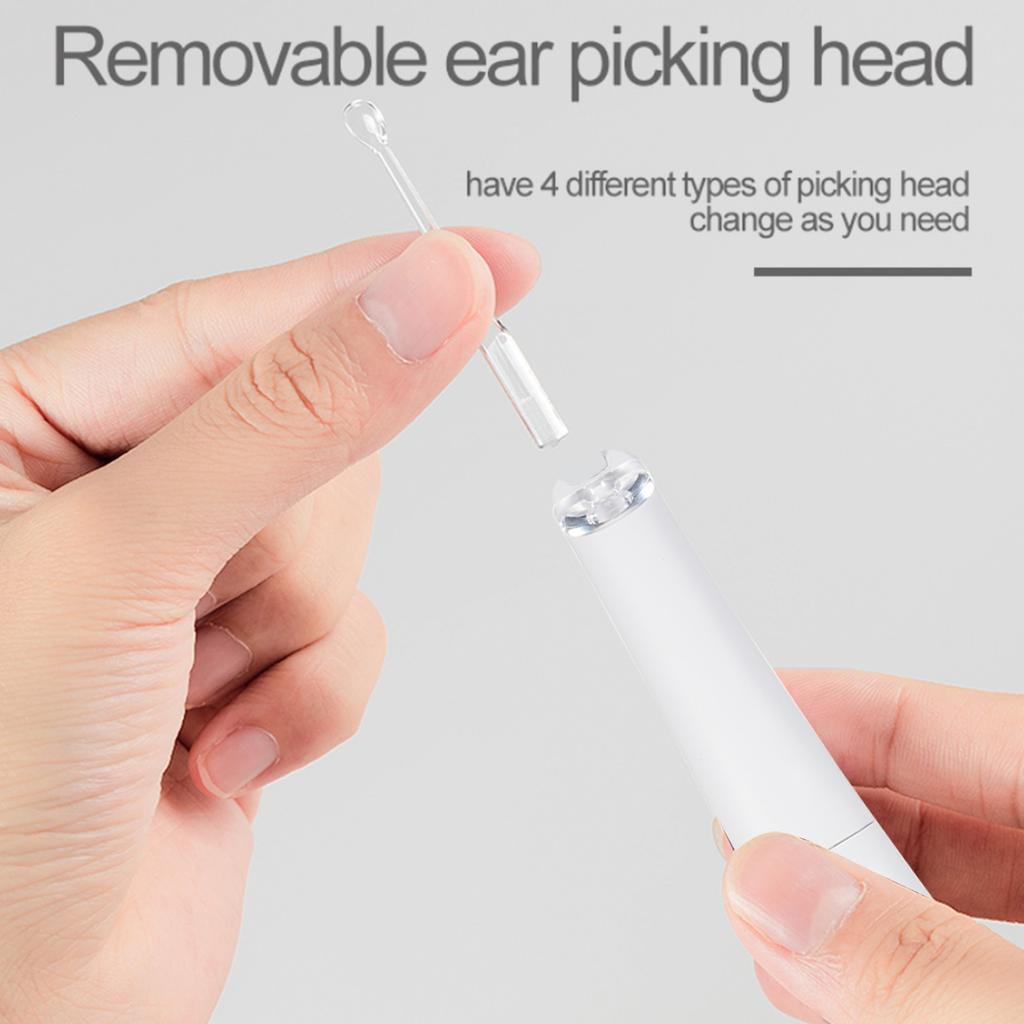Portable Ear Cleaner with LED Light Illuminating Ear Wax Remover Ear Cleaning Tool Earpicks with 4 Replaceable Tips for