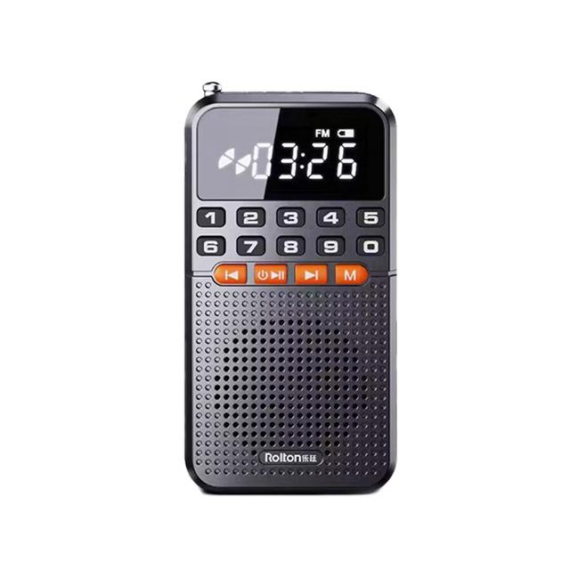 Portable FM Mini Dual Antenna Pocket Radio Receiver Bluetooth Speaker TF Card Music Player with LED Flashlight