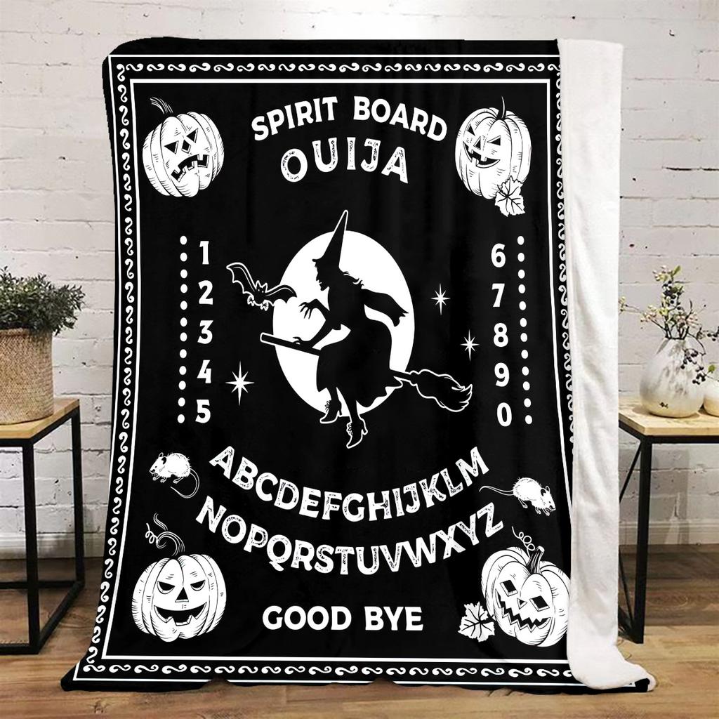 1PC Spirit Board Ouija Print Plush Blanket Perfect All Seasons Soft Comfortable Sofa Office Travel Festive Gift