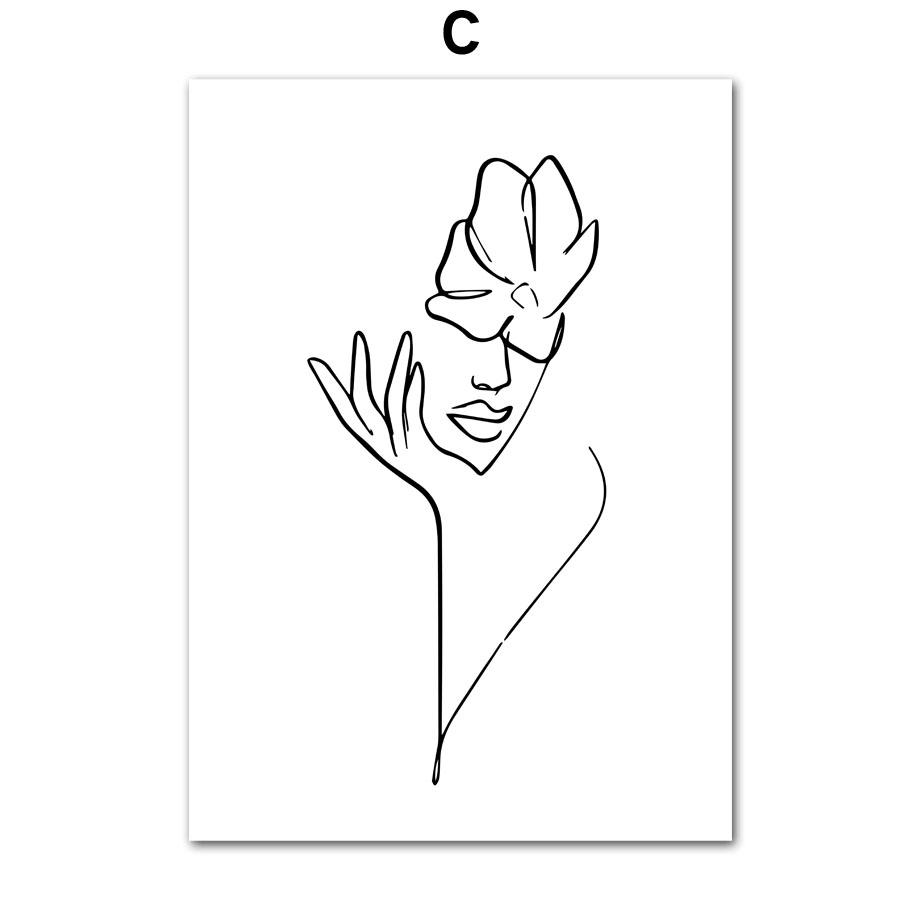 Woman Abstract Lines Minimalism Flower Lips Posters Prints Canvas Painting Nordic Wall Art Pictures Living Room Home Decor