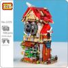 LOZ 1225 Forest Cabin Wolf House Dog Animal Flower Tree 3D Model DIY Mini Blocks Bricks Building Toy No Box