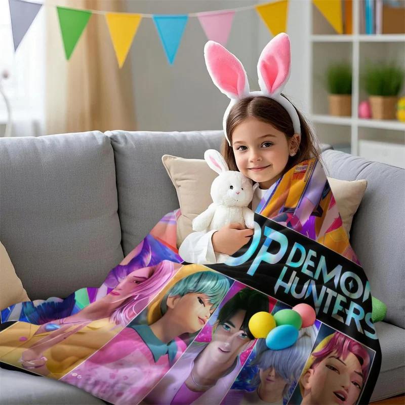 K-Pop D-Demon Hunters Blanket Rumi Mira Zoey Printed Multifunctional Flannel Throw Fan Gifts For Home Leisure Camping Travel