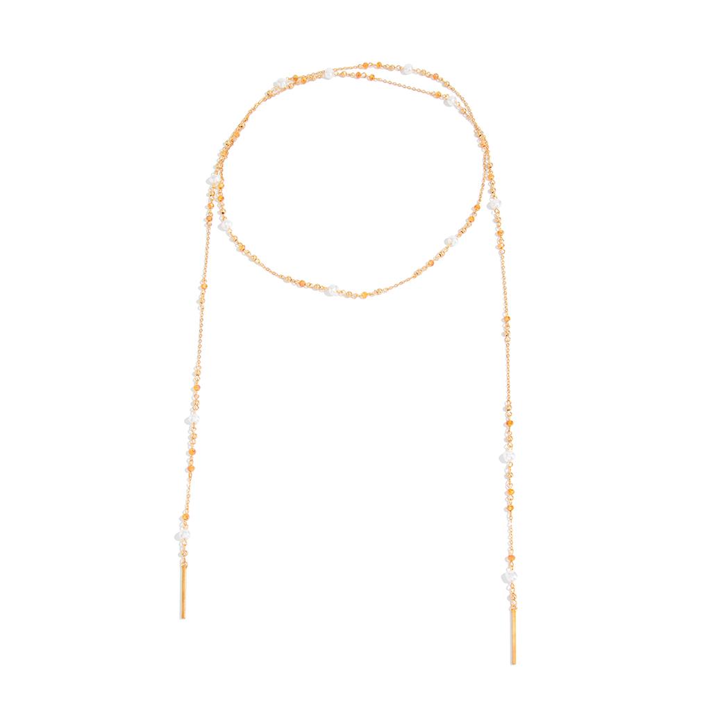 Ingemark Vintage Imitation Pearls Crystal Necklaces Women Trendy Elegant Gold Color Metal Sweater Long Chain New Year Jewellery