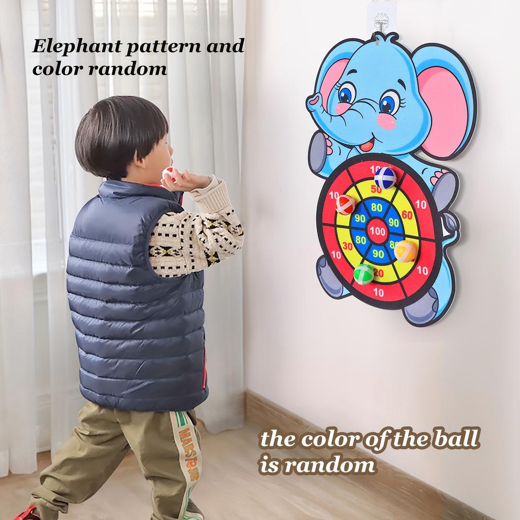 Children's Elephant Sticky Ball Dart Board Cartoon Pattern Ball Toys Parent-Child Interaction Throwing Target Ball