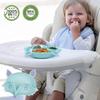 Silicone Baby Plate Suction Cup Non-slip Baby Plate Bpa Free With Spoons For Kids Dishwasher Safe Microwave Placemat High Chair (blue)