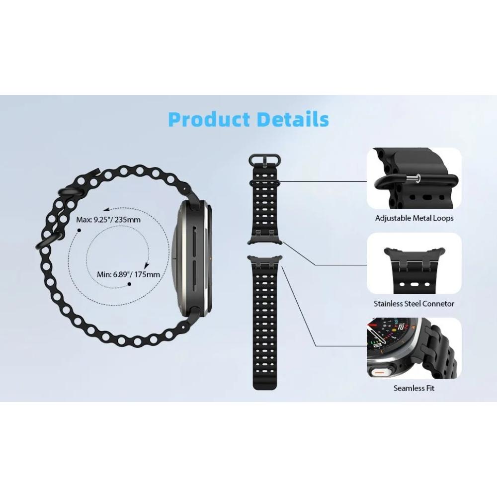 Дышащий силиконовый ремешок для Samsung Galaxy Watch Ultra 2024 47 мм Морской браслет на запястье Galaxy Watch Ultra(2025) Ремешок для часов 47 мм