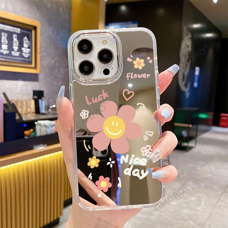 Подсолнух Яблоко 16promax зеркальный чехол для мобильного телефона смайлик 17pro чехол для мобильного телефона не деформируется 15p мода