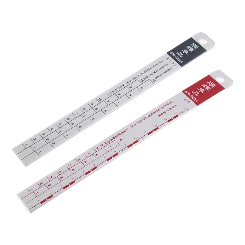 Standard Paint Ruler Paint Mixing Tool Ruler Paint Tool Black/R-ed Suitable for Cars Steel Ruler Paint Tool