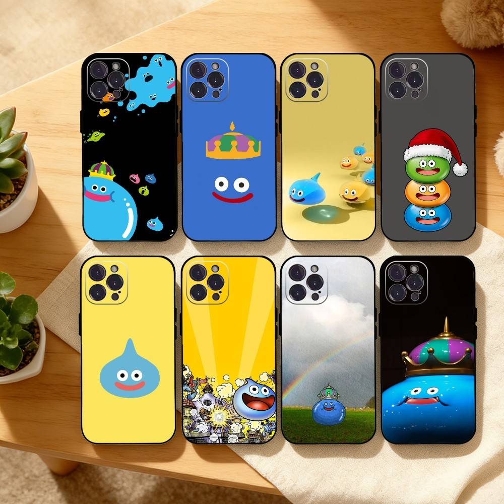 1PC Cute Bouncy D-Dragon S-slimes Phone Case For iPhone17,16,15,14,13,12Plus,Pro Max,XS,5G Soft Silicone Black Cover
