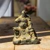 Chinese-Style Martial God Guan Yu Figure: Handmade Natural Rust Desktop Ornament for Living Room or Study