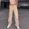 Модная уличная одежда Свободные широкие джинсы Женские элегантные джинсовые брюки-карго с низкой талией Женская мода Однотонные джинсы с высокой талией Женская одежда 24719