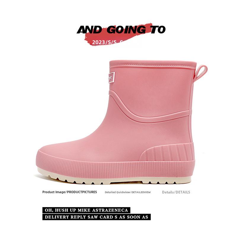 Модные женские резиновые сапоги в японско-корейском стиле — водонепроницаемые, нескользящие, прочные, с мягкой подошвой, удобные для использования на открытом воздухе, в магазинах, на кухне.