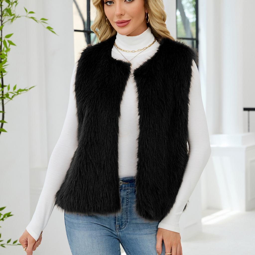 Модный женский жилет с V-образным вырезом, куртка без рукавов