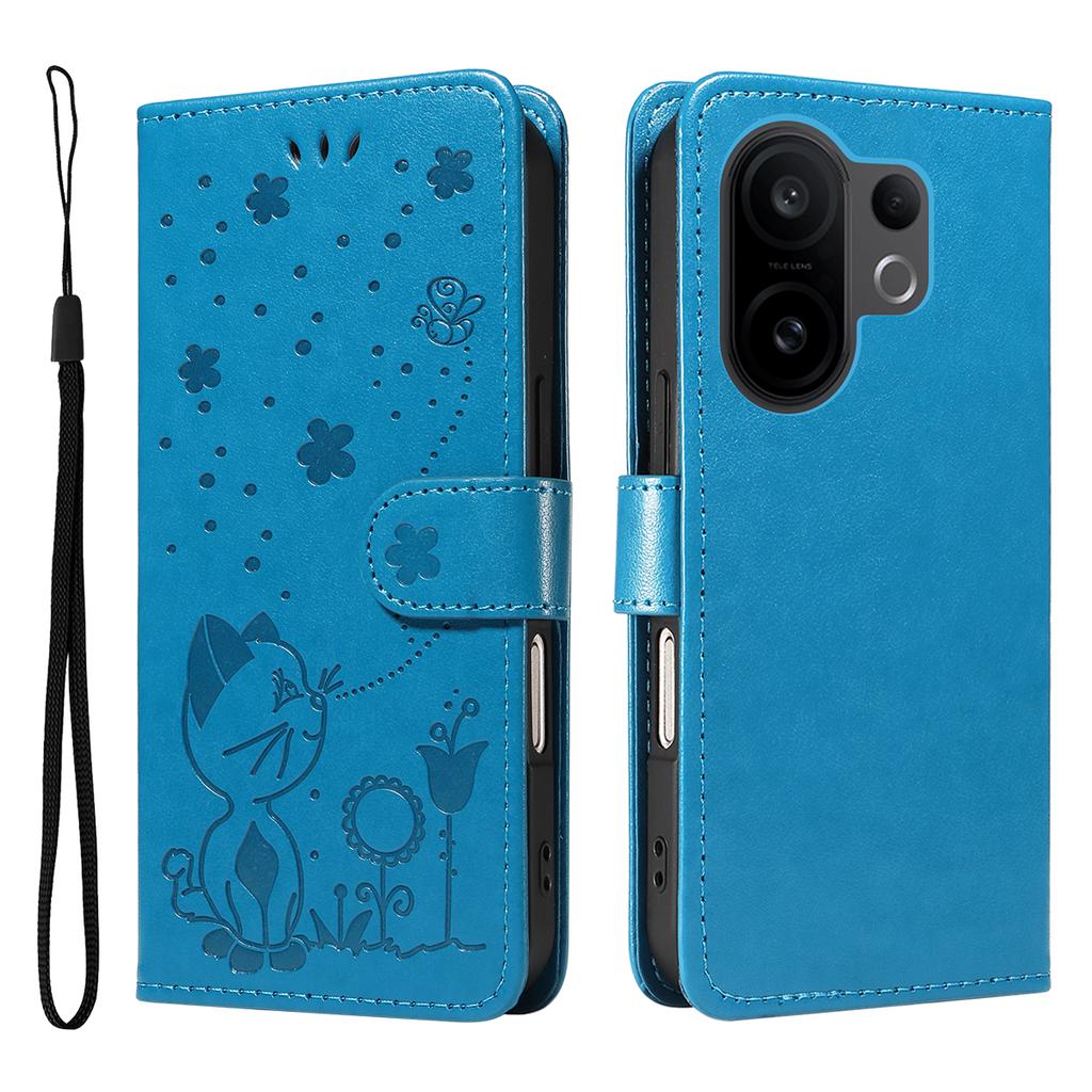 For vivo X200 FE 5G/vivo S30 Pro mini 5G Leather Wallet Case Cat Bee Pattern Phone Cover Stand