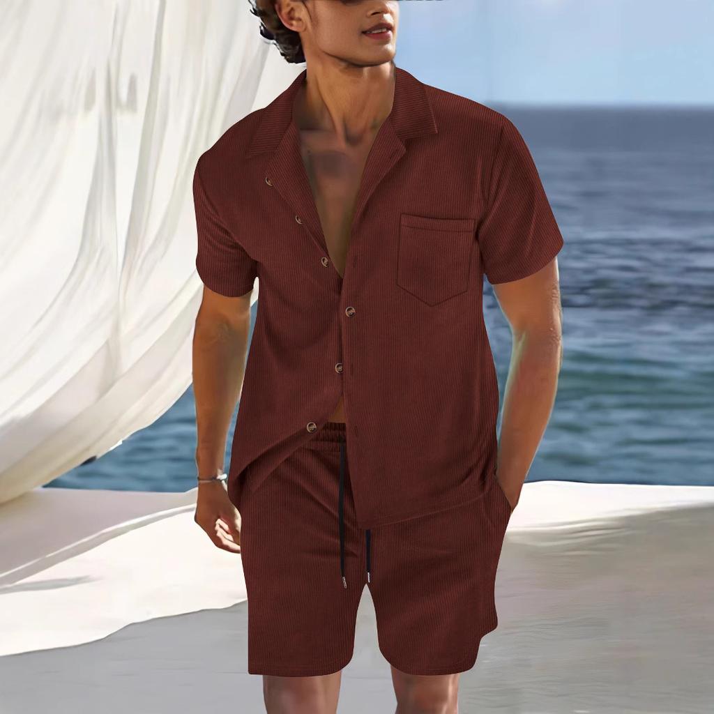 Мужской летний тонкий повседневный костюм в кубинском стиле