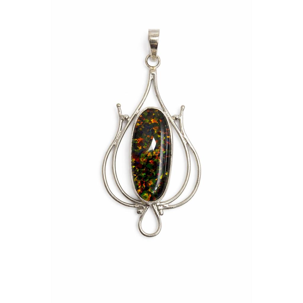 Natural Opal Pendant 36 ct Oval 925 Sterling Silver October Birthstone for Gem Collections
