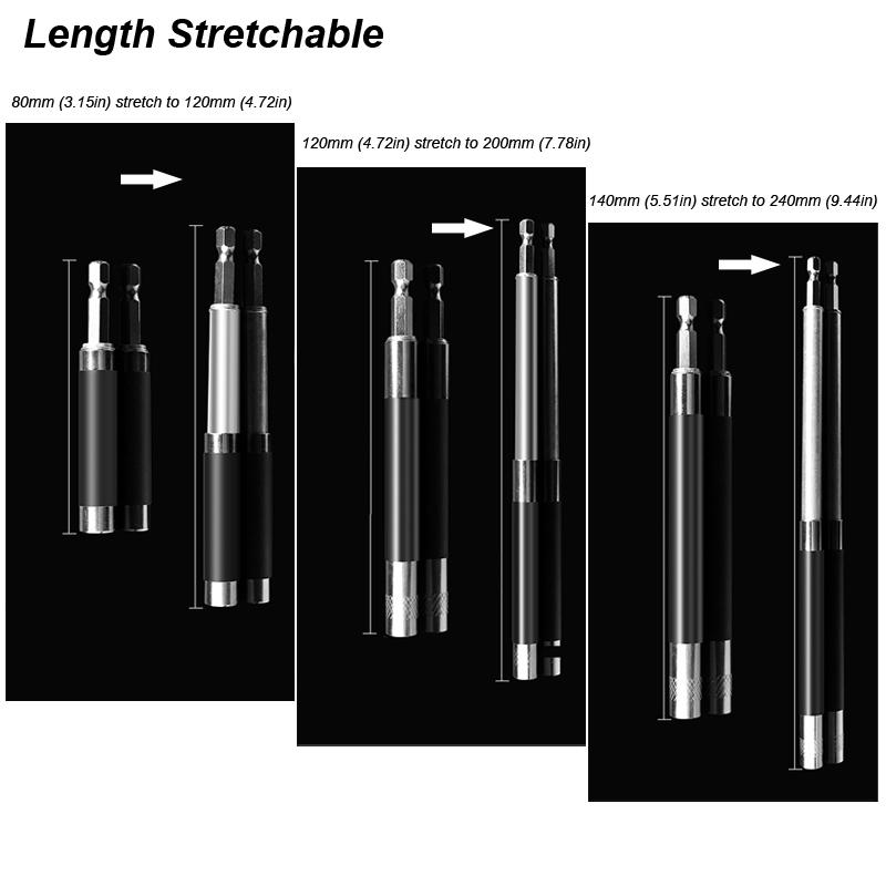 Магнитный держатель бит отвертки Телескопический шестигранный адаптер Быстросъемный удлинитель дрели Пакетный патрон Гайка Винт Растягивающийся