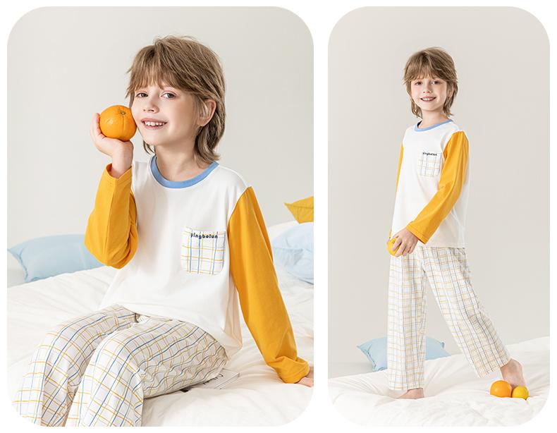 Yingbolun's 26th Summer New Boys' Long sleeved Pants Lycra Cotton Set A-class Home Clothes