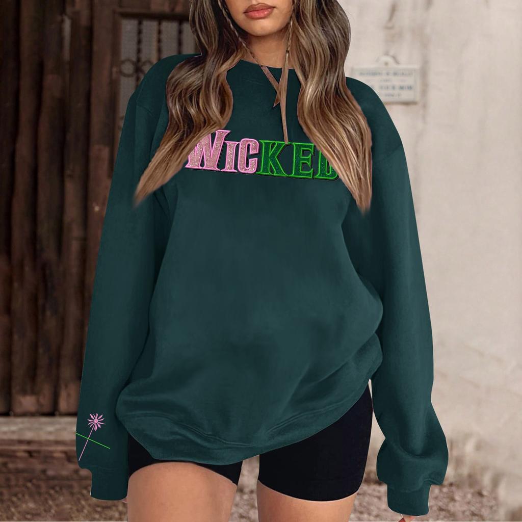 Женская повседневная модная блузка с длинным рукавом и круглым вырезом с принтом и пуловером