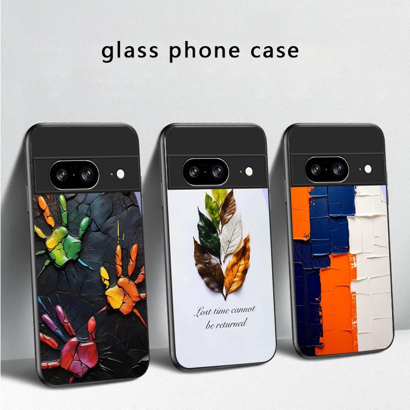 Каменная накладка со следом животного для Google Pixel 8 7 9 10 Pixel 10 Pro XL Pixel 9 Pro XL Pixel 8a 7a Pixel 7 Pro Черный стеклянный чехол для телефона